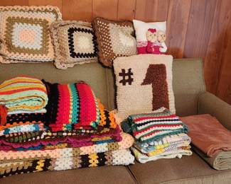 Handmade Vintage Afghans and pillows 