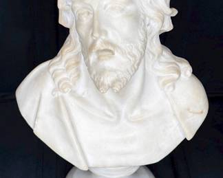 Hand carved Alabaster Ecce Homo Jesus made in Italy by G. Cellini / 13" x 8"
