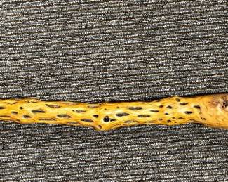 Hand carved "Kingdom of the Dwarfs" walking cane. With crystals, pyrite and purple amethyst 