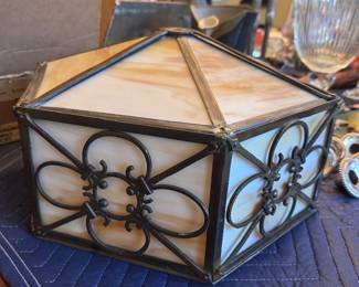 Vintage stained glass light fixture