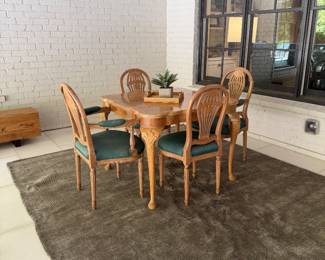 Blonde Burlwood game table and chair chairs
