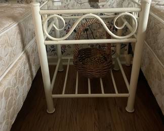 White Wrought Iron Twin Bed Set with Nightstand