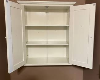 White Wooden Wall-Mounted Medicine Cabinet with Double Doors