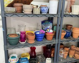 Assorted Ceramic and Terracotta Planters and Gardenware
