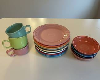 Fiesta Ware Dinner Plates, Stacking Bowls, and Mugs in Peony and other colors