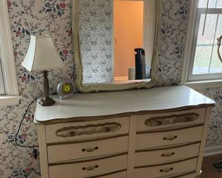 Vintage Sears "Bonnet" French Provincial Style Dresser with Mirror
