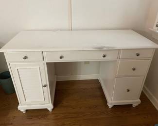 White Wooden Writing Desk with Matching Chair