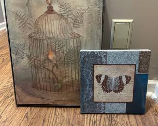 Vintage Style Birdcage and Butterfly Wall Art Set