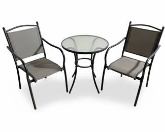 Glass Top Bistro Set with Metal Frame