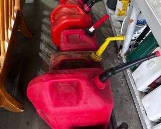 Assorted Plastic Gasoline Cans with Spouts