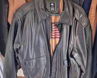 Urban Wolf Men's Leather Bomber Jacket with American Flag Lining