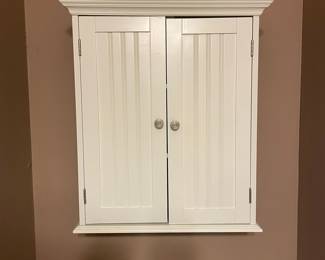 White Wooden Wall-Mounted Medicine Cabinet with Double Doors