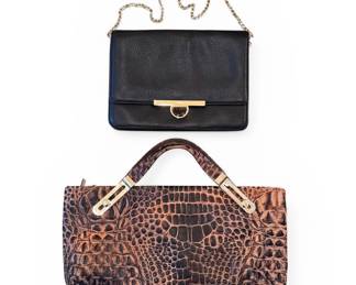 DKNY black purse and Due Fratelli leather bag