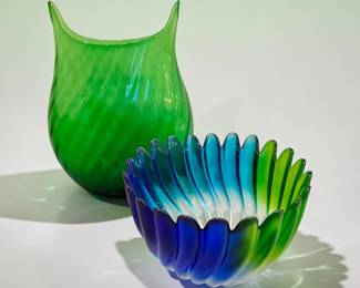 Green Blenko glass vase