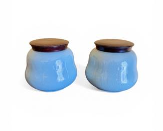 Ceramic tea caddies with wooden lids
