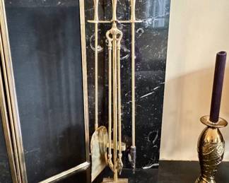 Shell motif Fireplace Tools with Stand