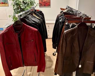 Racks of Designer Men's Leather - Versace, Prada, Gucci, etc.
