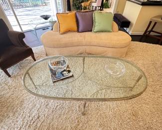 Minton Spidell glass top coffee table