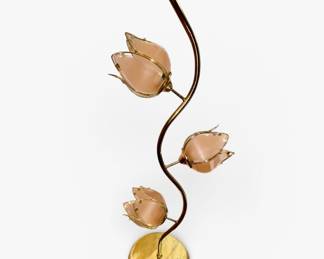 Vintage Glass and Brass Lotus Lamp