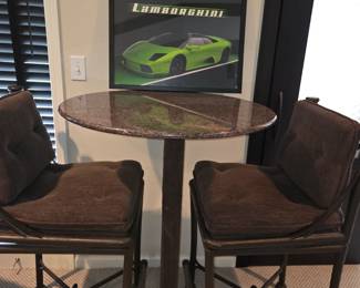 Bar table & 2  swivel stools