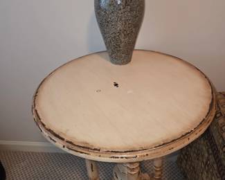 Round wood side table