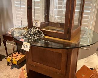 Book drop with glass top.  Top display with door is separate.