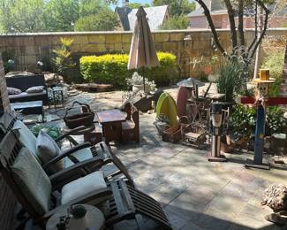 Outdoor miscellaneous including to folding deck chairs 