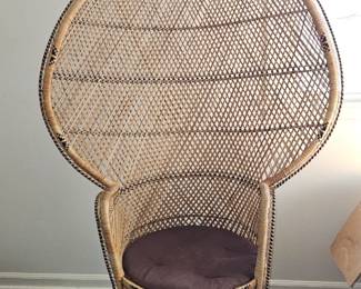 vintage wicker peacock chair (also known as an Emmanuelle chair) 