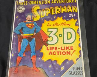 Lot #122 - Vintage DC Superman Three-Dimension Adventures Comic Book with Original 3D Glasses 1953