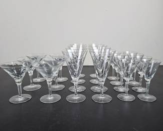 Vintage Seneca Glass Ardis Stemware Set - 22-Piece Hand-Cut Glasses with Signature Faceted Stems