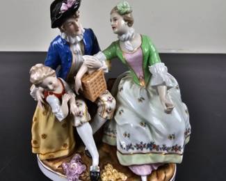 Lot #199 - Vintage Scheibe-Alsbach Germany Porcelain Family Figurine Group Hand-Painted Detailed Ceramic Collectible