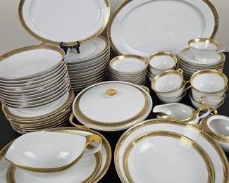 Lot #92 - Heinrich & Co (H&Co) Selb Bavaria Fine China Dinnerware Set with Gold Trim