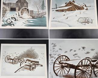 Lot #62 - Glen Fortune Banse "The Mill" "Old Friends" and Unknown Title Barn Winter Landscape Fine Art Lithographs Set