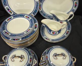 Lot #93 - Antique Keeling & Co Ltd Burslem England Losol Ware "Pomona" Porcelain Dinnerware Set with Covered Serving Dishes