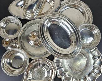 Lot #180 - Reed & Barton, FB Rogers, Gorham Silverplate Serving Pieces Vintage Ornate Dinnerware Collection