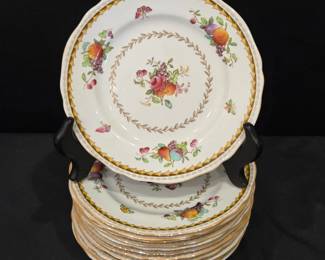 Lot #182 - Spode Copeland China Rockingham Fruit Pattern Plates Set of 12 Vintage Fine China