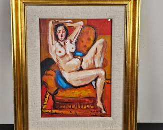 Lot #170 - Vintage Study on Henri Matisse Nude Oil Painting Framed Artwork - Mid Century Modern Art