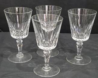 Lot #138 - Set of 4 Val Saint Lambert Crystal Belgium Balmoral Claret Wine Glasses Stemware