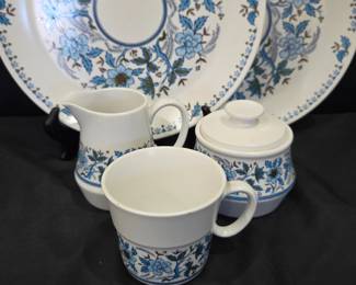 Lot #121 - Noritake Progression China Blue Moon 9022 Porcelain Tea Set - Vintage Floral Pattern