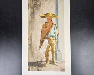 Lot #64 - Vintage Vic Herman "Country Pride" Mexican Charro Fine Art Lithograph Lone Ranger Style Man in Sombrero and Poncho