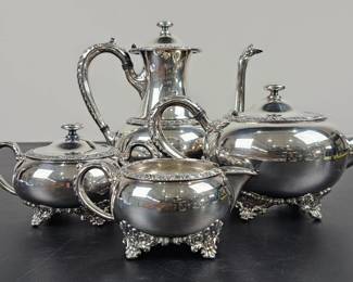 Lot #157 - Vintage Wilcox International Silver Company "Beverly Manor" Silverplate Tea Set Five Piece