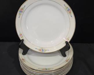 Lot #184 - Noritake Sedan Hand Painted Porcelain Salad Plates Set of 10 with Floral Design
