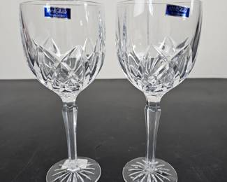 Lot #35 - Pair of Marquis by Waterford Crystal Wine Glasses - Cut Lead Crystal Stemware Set