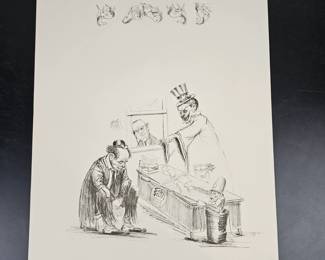 Wayne Howell (Banse) "Internal Revenue Service" Lithograph Political Satire Drawing of Clowns and Bureaucrats