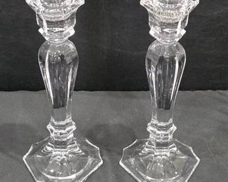 Lot #146 - Oscar de la Renta Chippendale Austria Lead Crystal Candlesticks Pair