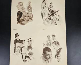 Lot #22 - Vintage 1976 Apple Arts Ltd. Banse Celebrity Sketch Art Prints Marilyn Monroe Frank Sinatra Classic Hollywood