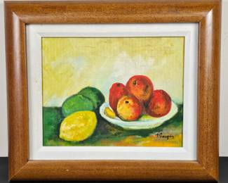 Lot #171 - Vintage Study on Paul Cezanne's "Still Life With Apples" Oil Painting on Canvas with Wooden Frame