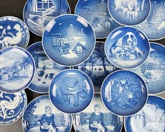 Lot #196 - Royal Copenhagen Blue and White Porcelain Collector's Plates Lot 1969-1987
