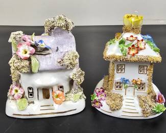 Lot #175 - Coalport England Country Cottages Pastille Burners Hand-Painted Porcelain "Summer House"