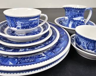 Lot #46 - Shenango China Baltimore and Ohio Railroad Special Edition Blue & White Centenary Dinnerware